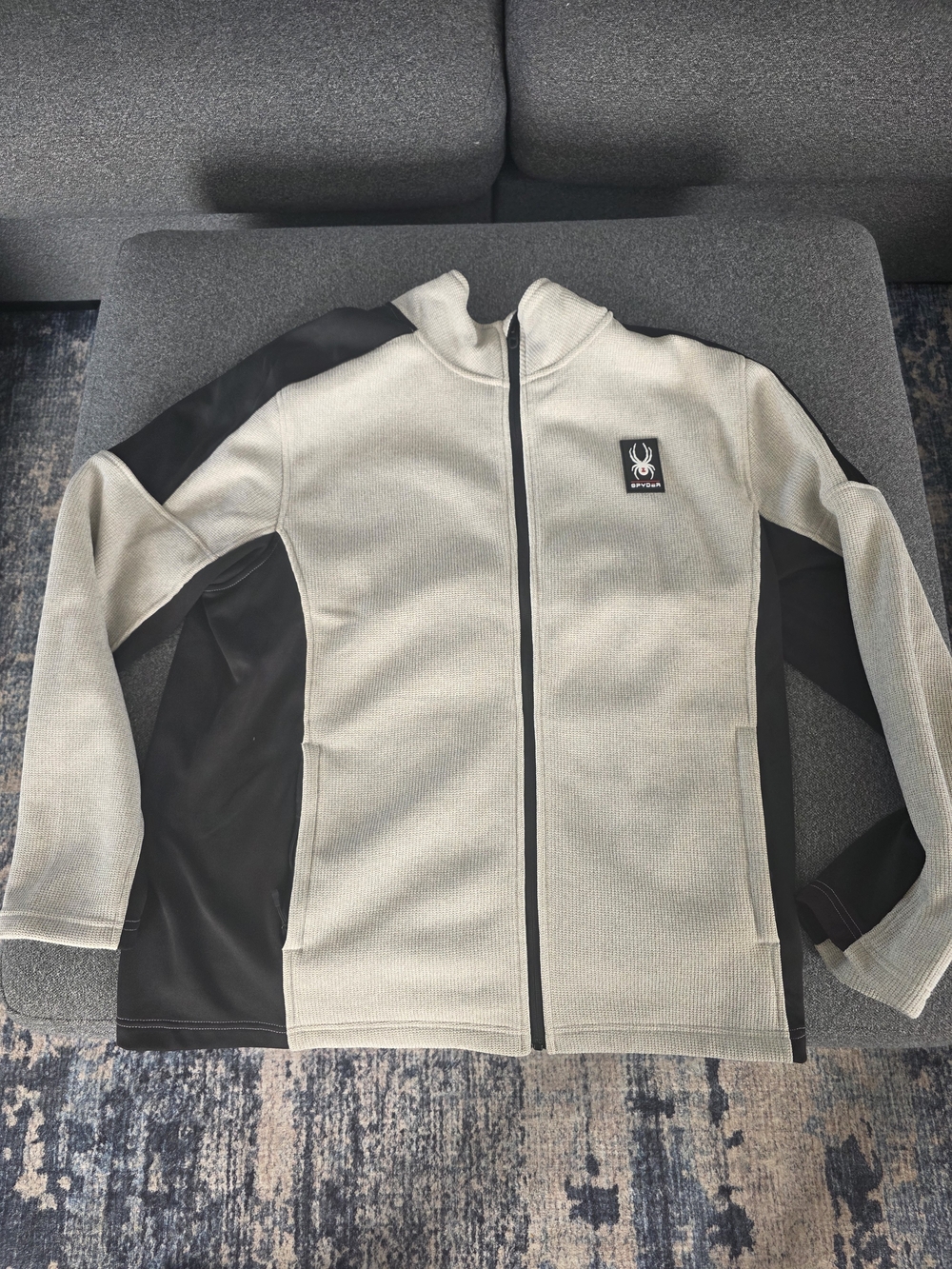 Spyder Men's Two-Tone Full-Zip Jacket in White and Black
